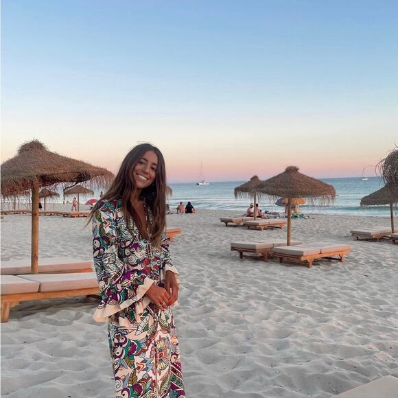 ZARA BLOGGER FAVORITE PRINTED MIDI DRESS MULTICOLORED - Picture 7 of 13